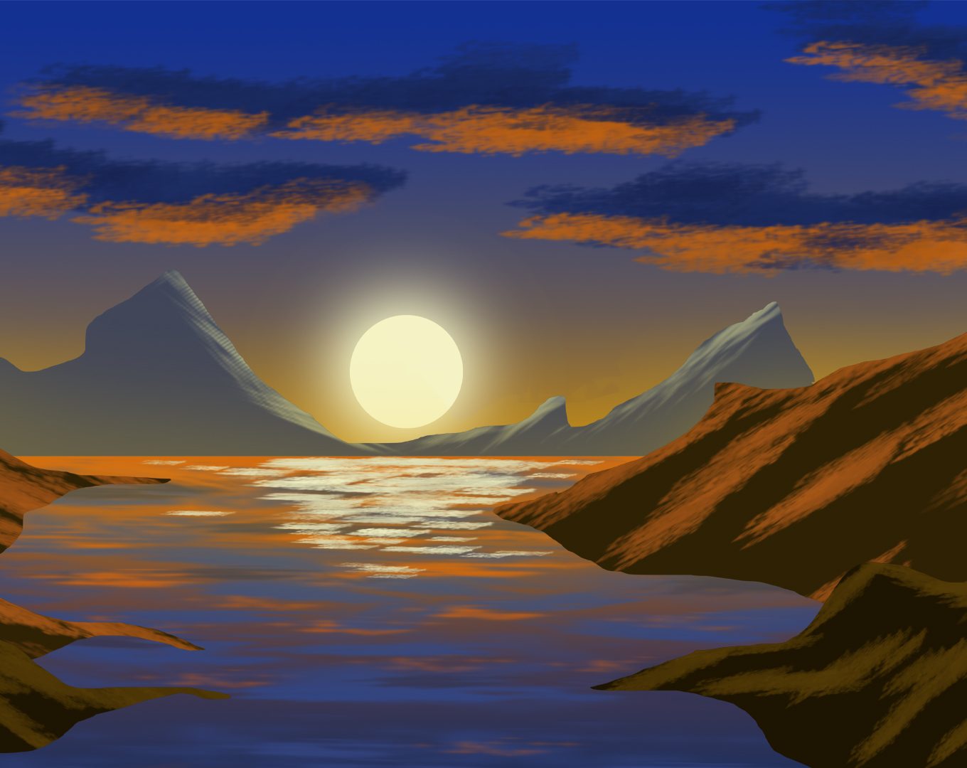 Lake Sunset 2D Art Work